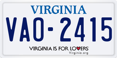 VA license plate VAO2415