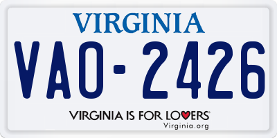 VA license plate VAO2426