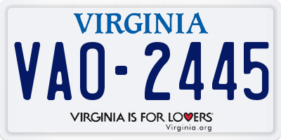 VA license plate VAO2445