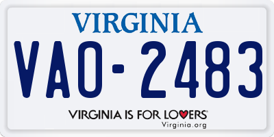 VA license plate VAO2483