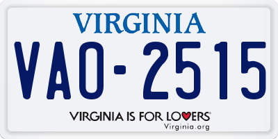 VA license plate VAO2515