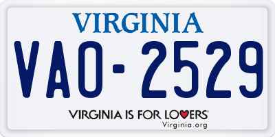 VA license plate VAO2529