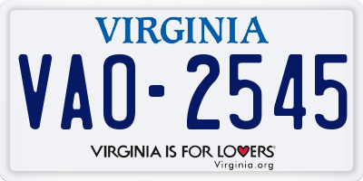 VA license plate VAO2545