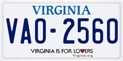 VA license plate VAO2560