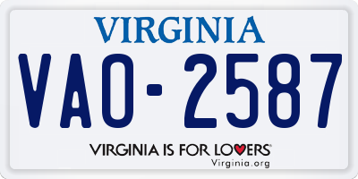 VA license plate VAO2587