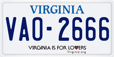 VA license plate VAO2666