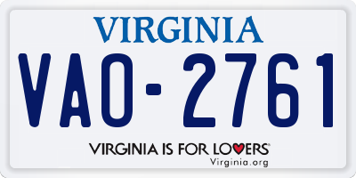 VA license plate VAO2761