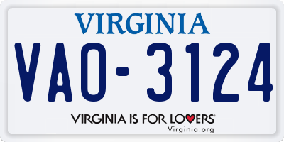 VA license plate VAO3124