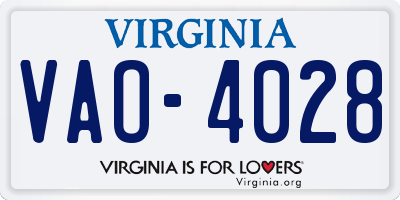 VA license plate VAO4028