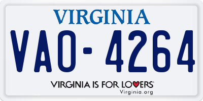 VA license plate VAO4264