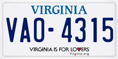 VA license plate VAO4315