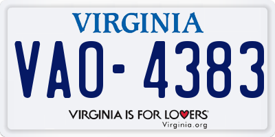 VA license plate VAO4383