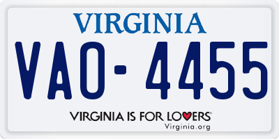 VA license plate VAO4455