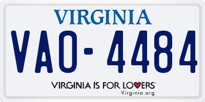 VA license plate VAO4484