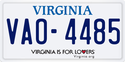 VA license plate VAO4485