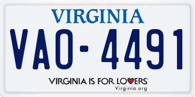 VA license plate VAO4491