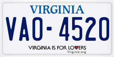 VA license plate VAO4520