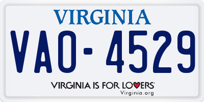 VA license plate VAO4529