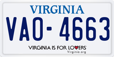 VA license plate VAO4663