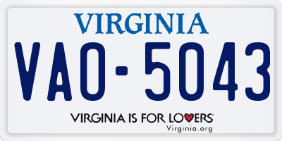VA license plate VAO5043