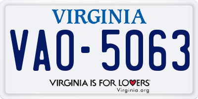 VA license plate VAO5063