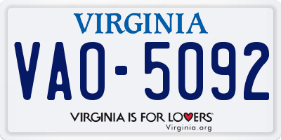 VA license plate VAO5092