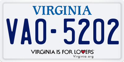 VA license plate VAO5202