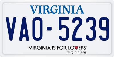 VA license plate VAO5239