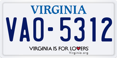 VA license plate VAO5312