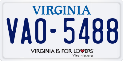 VA license plate VAO5488
