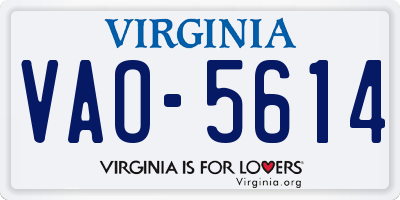 VA license plate VAO5614