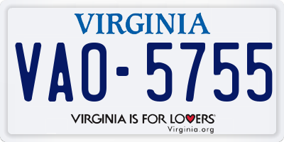 VA license plate VAO5755