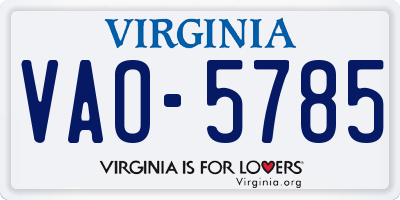 VA license plate VAO5785