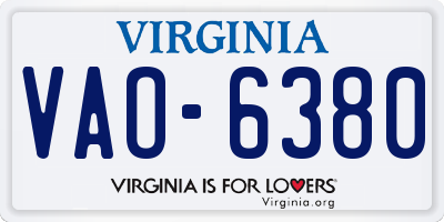 VA license plate VAO6380
