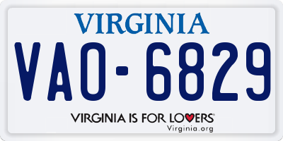 VA license plate VAO6829