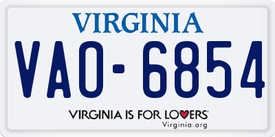 VA license plate VAO6854