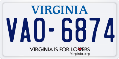 VA license plate VAO6874