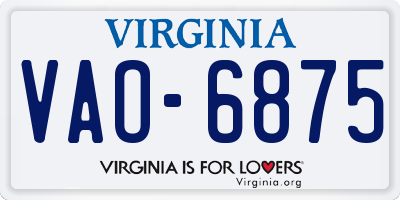 VA license plate VAO6875