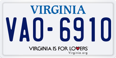 VA license plate VAO6910