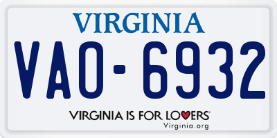 VA license plate VAO6932