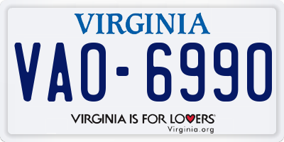 VA license plate VAO6990