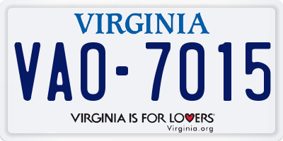 VA license plate VAO7015