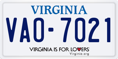 VA license plate VAO7021