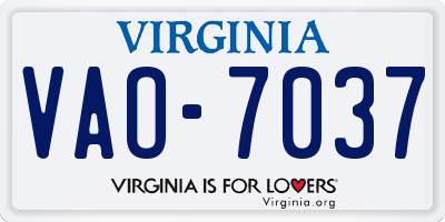 VA license plate VAO7037