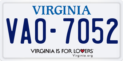 VA license plate VAO7052