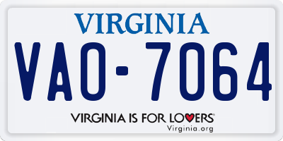 VA license plate VAO7064