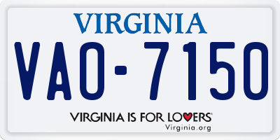 VA license plate VAO7150