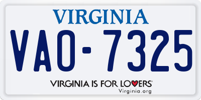 VA license plate VAO7325