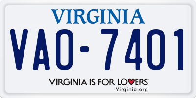 VA license plate VAO7401