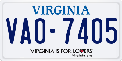 VA license plate VAO7405